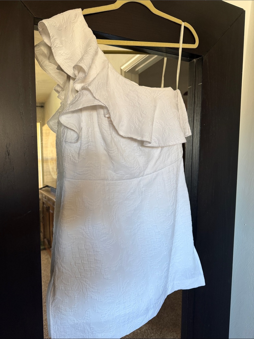 Lilly Pulitzer White One-Shoulder Ruffle Dress/Romper (shorts under)